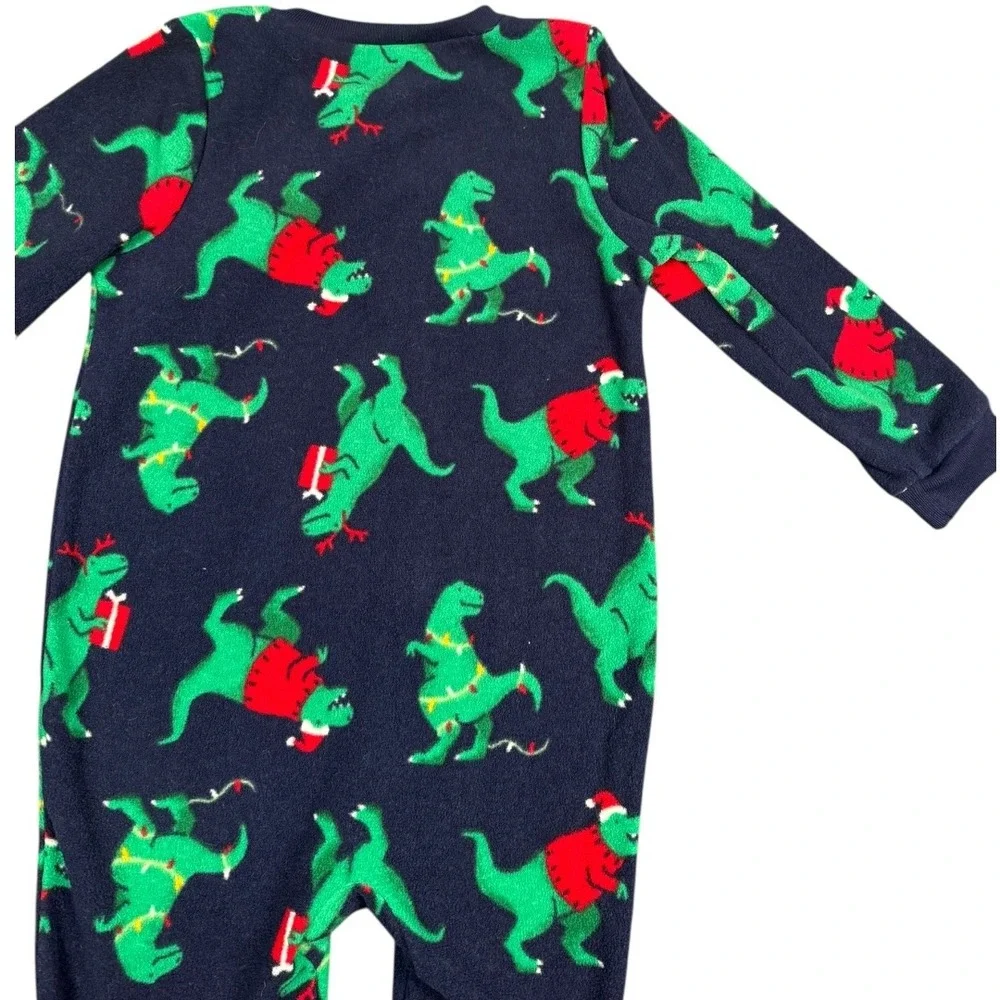 Carters Child Of Mine‎ 2T Christmas Dinosaur Footed Pajamas Zip Front 652
